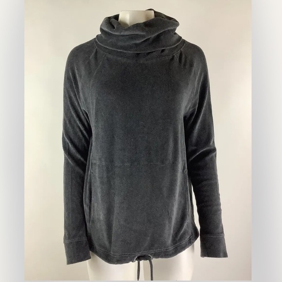 Athleta Tops - Athleta Sz S Velour Cowlneck Sweatshirt Gray Cotton Nylon Pullover Style